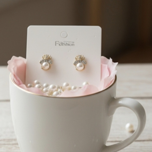 Fine bee earréings with imitation pearls and inlays, alloy earring+ - Picture 8 of 10